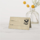 Vintage Gothic Black Toile Bat Tan Wedding プレイスカード (正面)