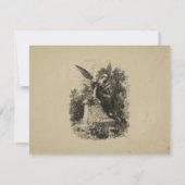 Vintage Gothic Black Toile Bat Tan Wedding 出欠カード (裏面)