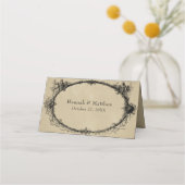 Vintage Gothic Black Toile Graves Tan Wedding プレイスカード (裏面)