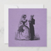 Vintage Gothic Black Toile Purple Wedding セーブザデート (裏面)