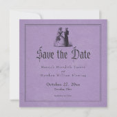 Vintage Gothic Black Toile Purple Wedding セーブザデート (正面)