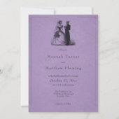 Vintage Gothic Black Toile Purple Wedding 招待状 (正面)