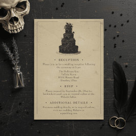 Vintage Gothic Black Toile Tan Wedding エンクロージャーカード