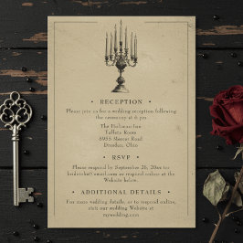Vintage Gothic Black Toile Tan Wedding エンクロージャーカード