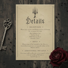 Vintage Gothic Black Toile Tan Wedding エンクロージャーカード