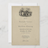 Vintage Gothic Black Toile Tan Wedding 招待状 (正面)