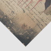 Vintage Gothic Crow and Pink Roses Collage 薄葉紙 (詳細)