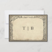 Vintage Gothic Medieval Line Parchment Wedding セーブザデート (裏面)