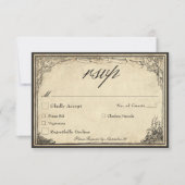 Vintage Gothic Medieval Parchment Wedding 出欠カード (正面)