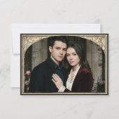 Vintage Gothic Medieval Parchment Wedding Photo セーブザデート (裏面)