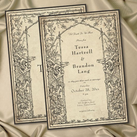 Vintage Gothic Medieval Vine Parchment Wedding 招待状