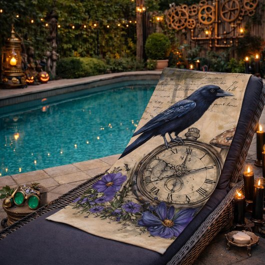 Vintage Gothic Raven ビーチタオル