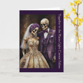 Vintage Gothic Skeleton Couple Valentines Day Card カード (黄色い花)