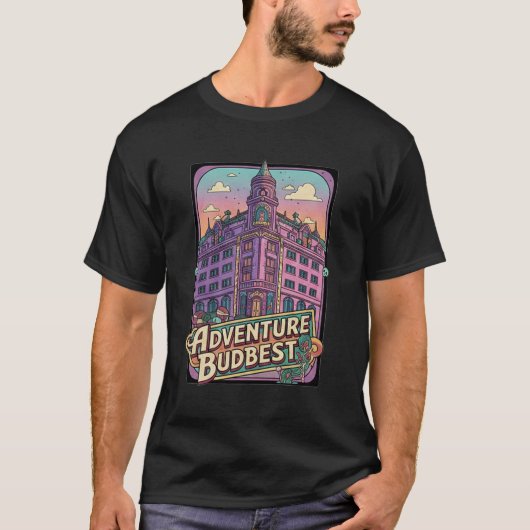 Vintage Grand Adventure Hotel Illustration Tシャツ (正面)