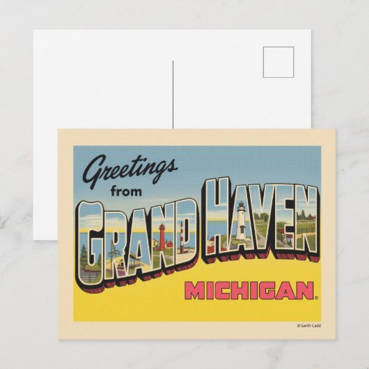 Vintage Grand Haven Travel ポストカード (正面/裏面)