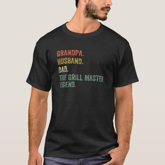 Vintage Grandpa The Grill Master Legend Fatheru201 Tシャツ (正面)