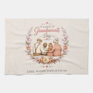 Vintage Grandparents Day / Abuelos Clásico キッチンタオル