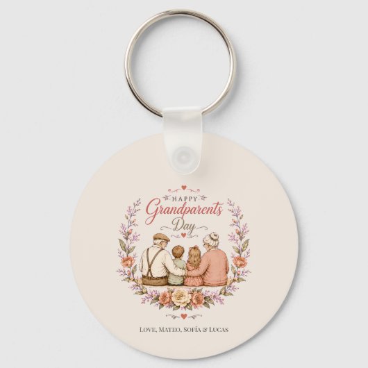 Vintage Grandparents Day / Abuelos Clásico キーホルダー (正面)