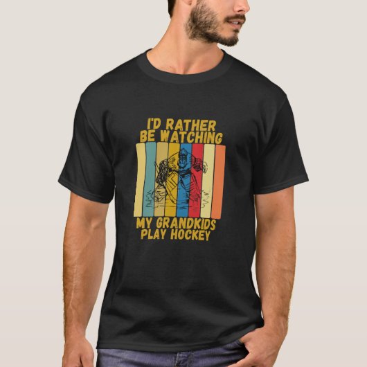 Vintage Grandparents Rather Watch Grandkids Hockey Tシャツ (正面)