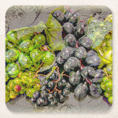 Vintage Grape Digital Art Paper Coaster スクエアペーパーコースター (正面)