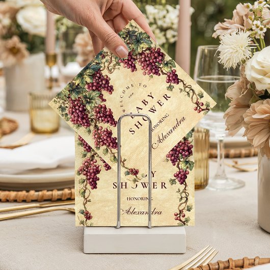 Vintage Grape Vineyard Botanical Baby Shower スタンダードカクテルナプキン