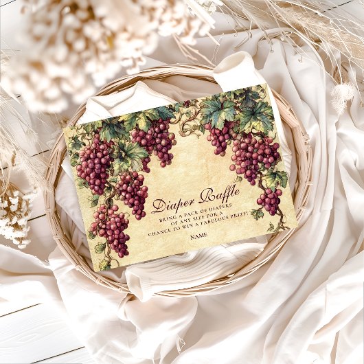 Vintage Grape Vineyard Diapper Raffle  エンクロージャーカード