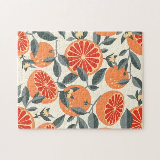 Vintage Grapefruit Citrus Pattern ジグソーパズル (横)