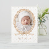 Vintage Grapevine Neutral Birth Announcement 招待状 (スタンド正面)