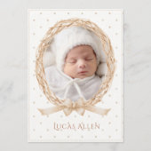 Vintage Grapevine Neutral Birth Announcement 招待状 (正面)