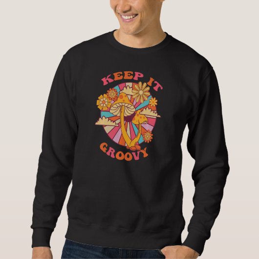 Vintage Graphic Hippie Keep It Groovy Retro スウェットシャツ (正面)