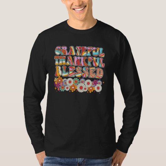 Vintage Grateful Thankful Blessed   Thanksgiving D Tシャツ (正面)