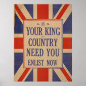 Vintage Great Britain Flag Poster ポスター (正面)