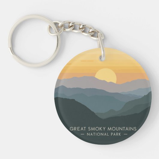 Vintage Great Smoky Mountains Sunset キーホルダー (正面)