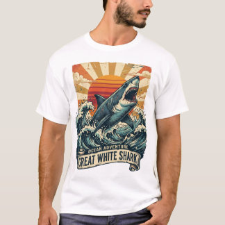 Vintage Great White Shark - Ocean Adventure T-Shir Tシャツ