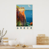 Vintage Greece Travel Poster Mount Athos Monastery ポスター (キッチン)