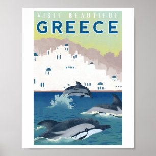 Vintage Greece Travel Watercolor Posters ポスター