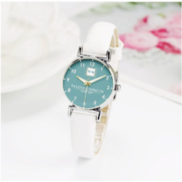 Vintage Green Boho Floral Monogram Couple Names  腕時計