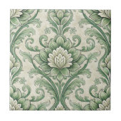 Vintage green botanical pattern タイル (正面)