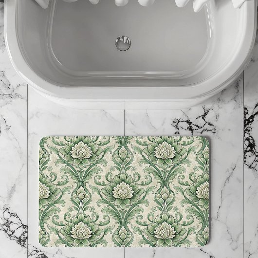 Vintage green botanical pattern バスマット