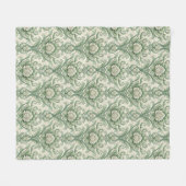 Vintage green botanical pattern フリースブランケット (正面(横))