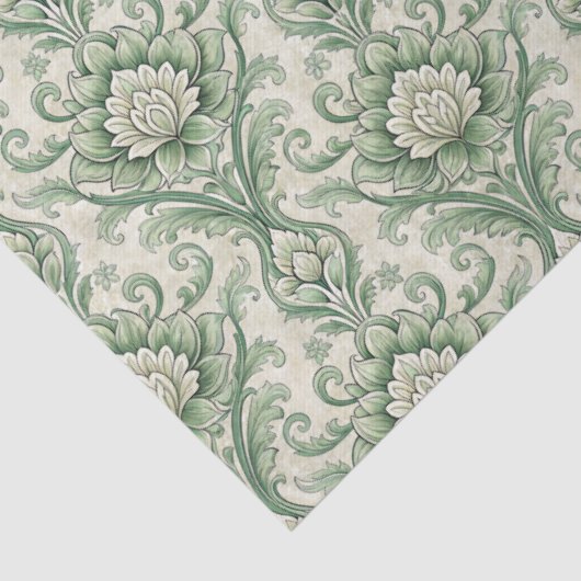 Vintage green botanical pattern 薄葉紙 (詳細)