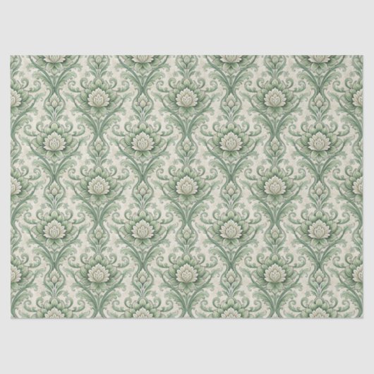 Vintage green botanical pattern 薄葉紙 (正面)