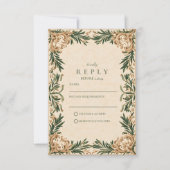 Vintage Green Botanical Wedding 出欠カード (正面)