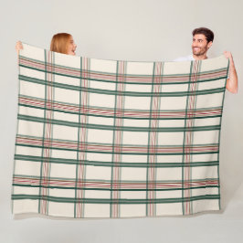 Vintage Green Brown Plaid Aesthetic Fleece フリースブランケット