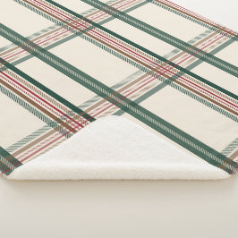 Vintage Green Brown Plaid Aesthetic Sherpa シェルパブランケット