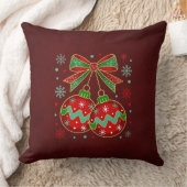 Vintage Green Christmas Throw Pillow クッション (ブランケット)