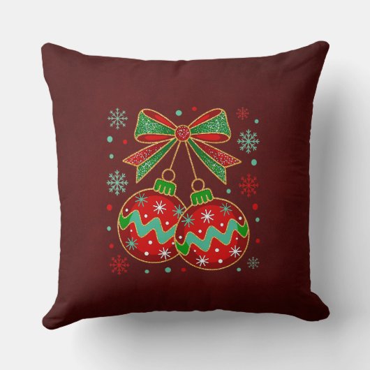 Vintage Green Christmas Throw Pillow クッション (裏面)