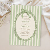Vintage green elegant bow wedding  招待状