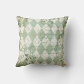 Vintage Green Harlequin Floral Script クッション (裏面)