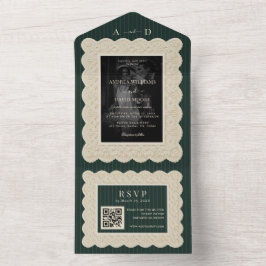 Vintage Green Lace Wedding オールインワン招待状